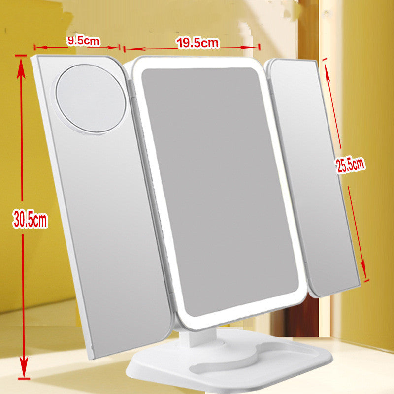 Trifold LED Makeup Mirror - 68 LED Vanity Mirror with 10X Magnification & 180° Rotation