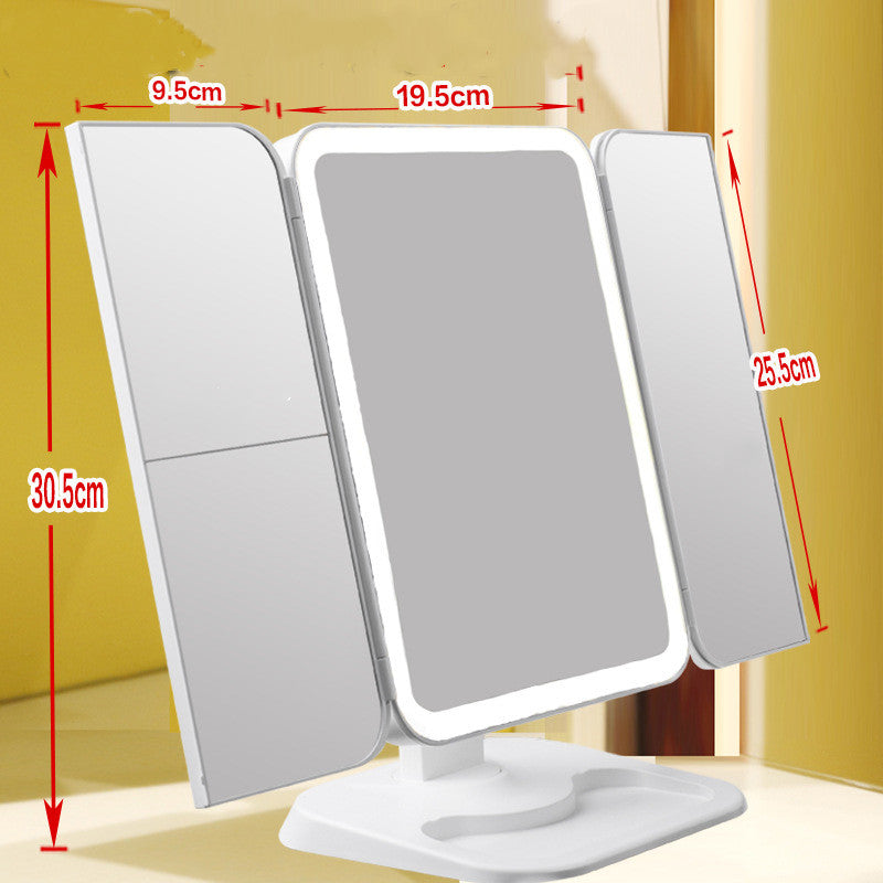 Trifold LED Makeup Mirror - 68 LED Vanity Mirror with 10X Magnification & 180° Rotation