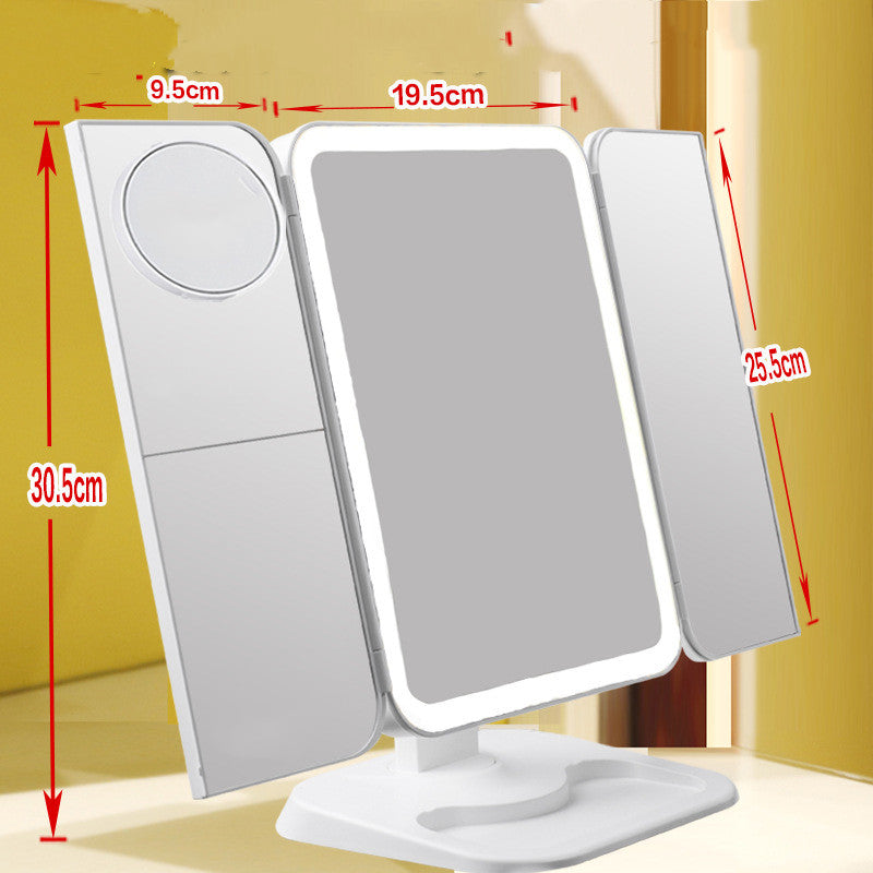 Trifold LED Makeup Mirror - 68 LED Vanity Mirror with 10X Magnification & 180° Rotation