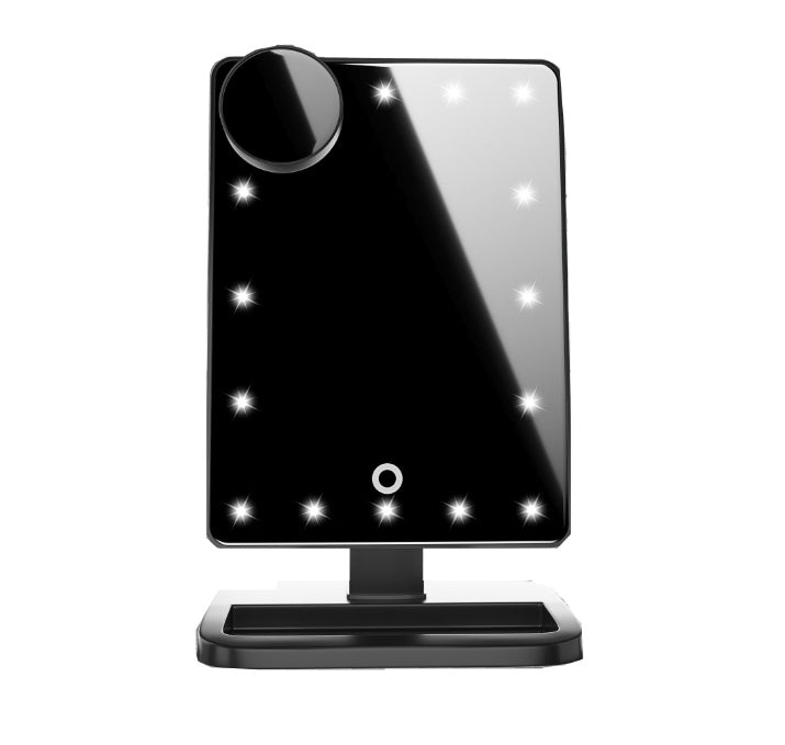 Smart LED Makeup Mirror with Bluetooth Speaker - Touch Screen 10X Magnifying Mirror with 20 Lights