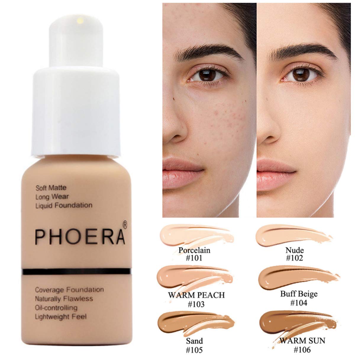 Matte Foundation Cream - Oil Control Press-Type Concealer for Flawless Coverage