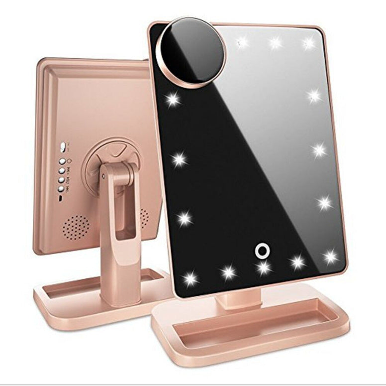 Smart LED Makeup Mirror with Bluetooth Speaker - Touch Screen 10X Magnifying Mirror with 20 Lights