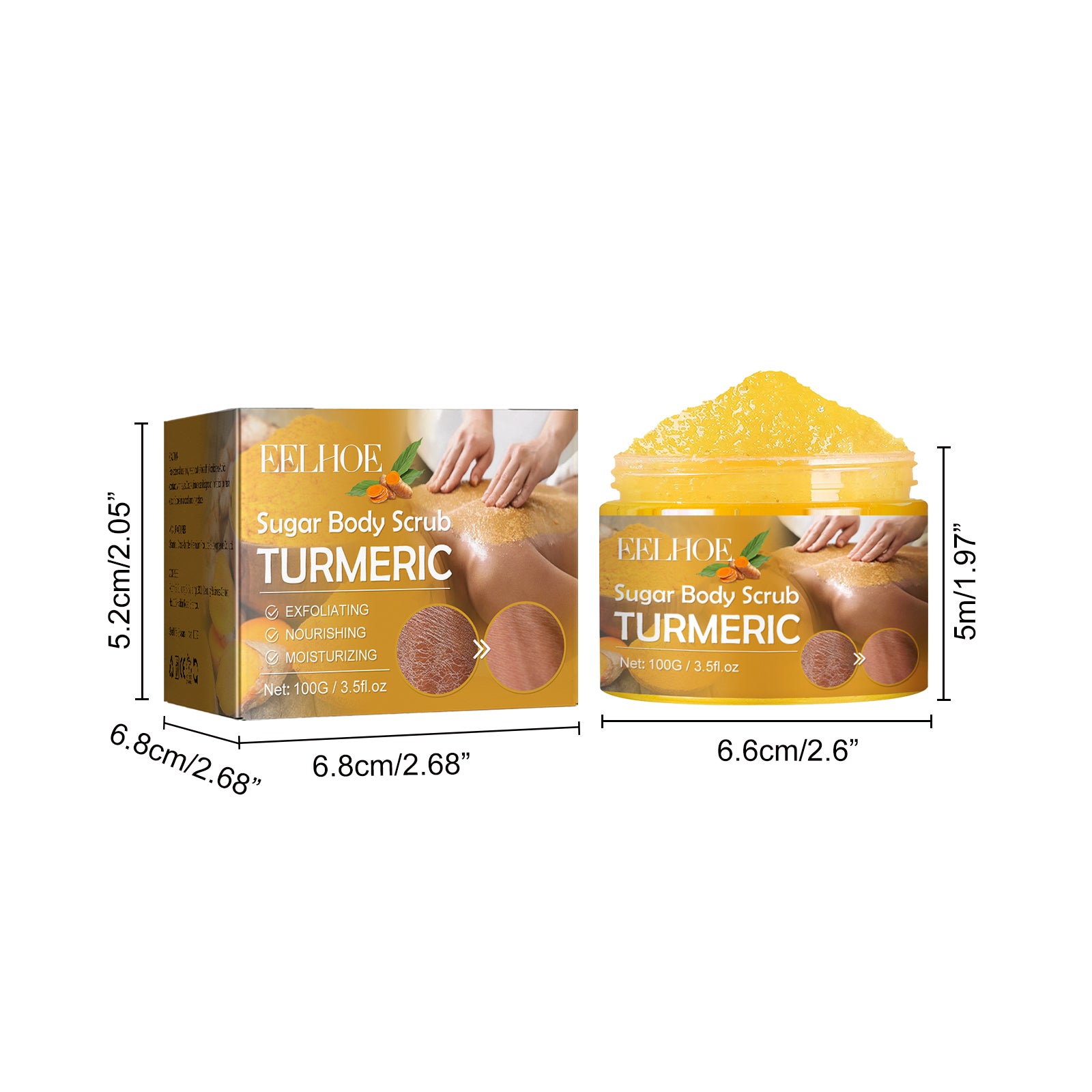 Turmeric Body Scrub Lightens Acne Marks, Moisturizes, Refreshes, Smoothes, Rejuvenates, Cleanses & Exfoliates Body Scrubs